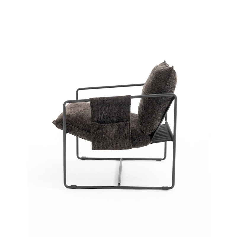 30.7" Armchair with Metal Frame and Gold Accents (Set of 2)