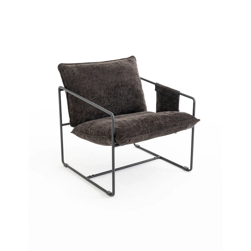30.7" Armchair with Metal Frame and Gold Accents (Set of 2)