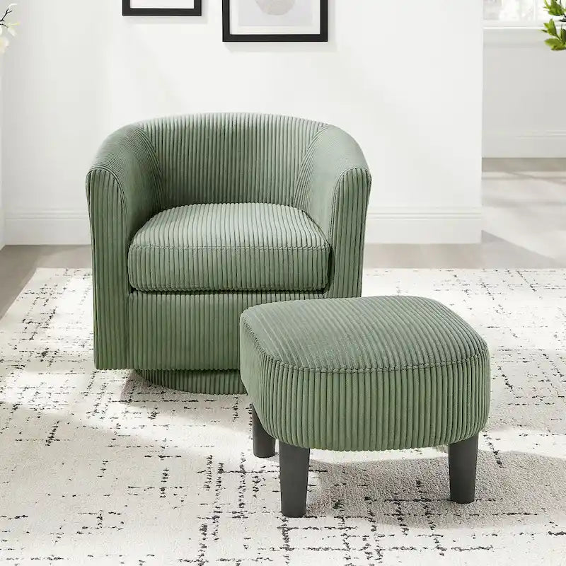 Green 26.38 Swivel Arm Chair with Ottoman