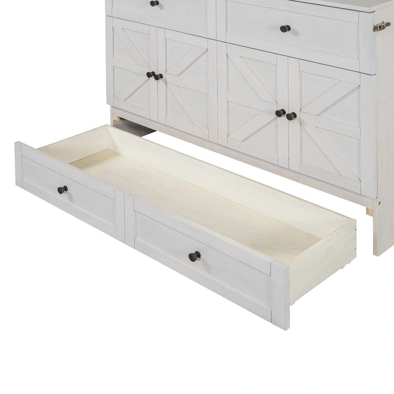 Full Size Modern Murphy Bed with Versatile Storage Drawers & USB