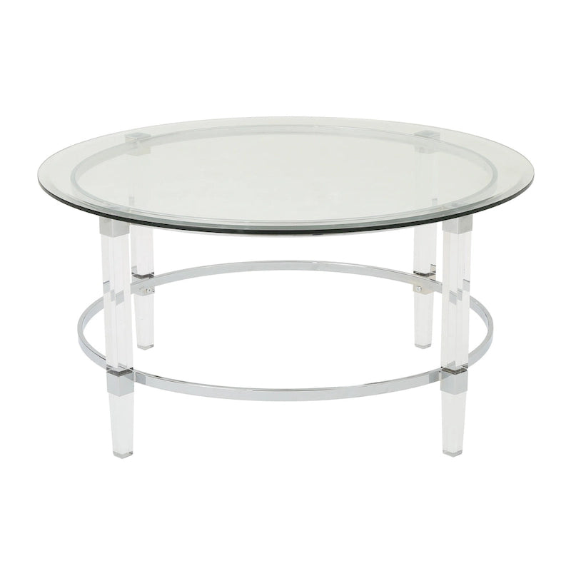 35.5 Modern Round Coffee Table with Translucent Design for Living Room