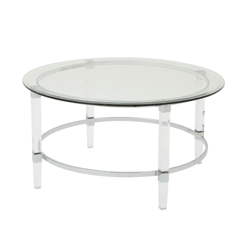 35.5 Modern Round Coffee Table with Translucent Design for Living Room