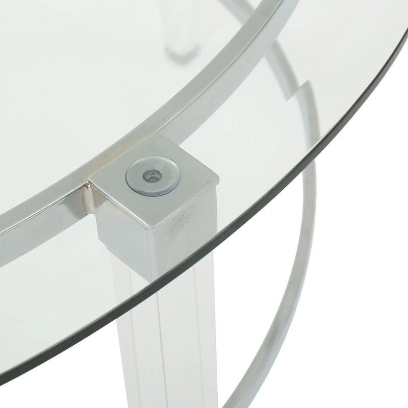 35.5 Modern Round Coffee Table with Translucent Design for Living Room