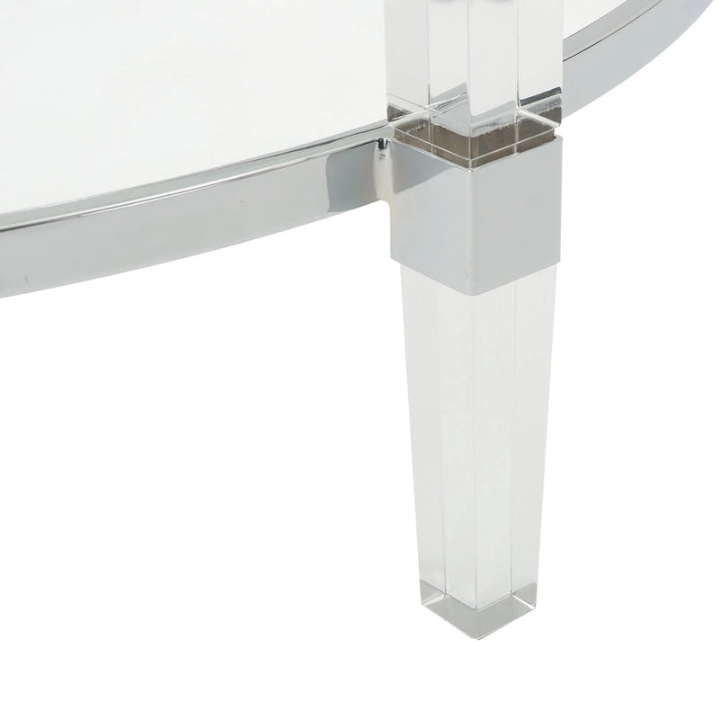 35.5 Modern Round Coffee Table with Translucent Design for Living Room