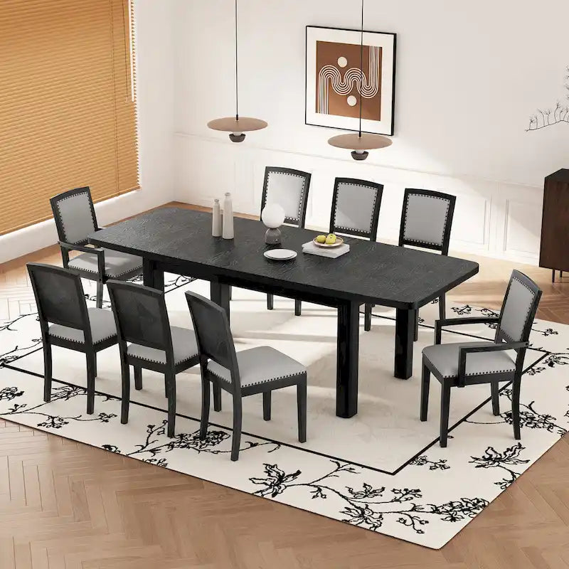 7-Piece Wooden Dining Table Set with Extendable Table & 6 Chairs