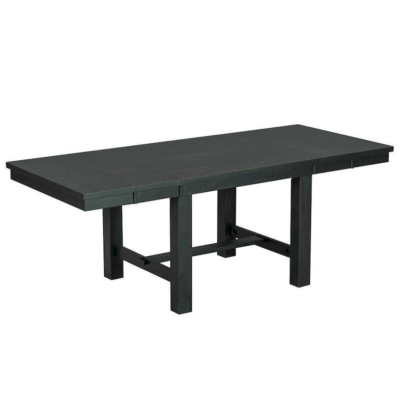 Black 6-Piece Wooden Dining Table Set with Extendable Table & 4 Chairs & Bench
