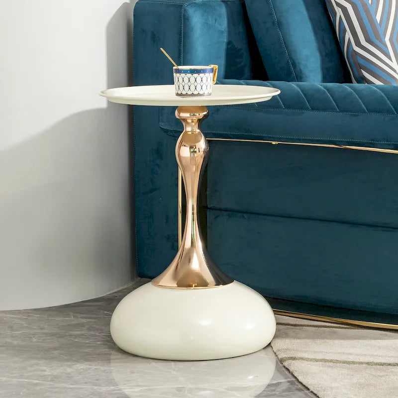 14.96" Gold Finish Carbon Steel Side Table, Modern Design