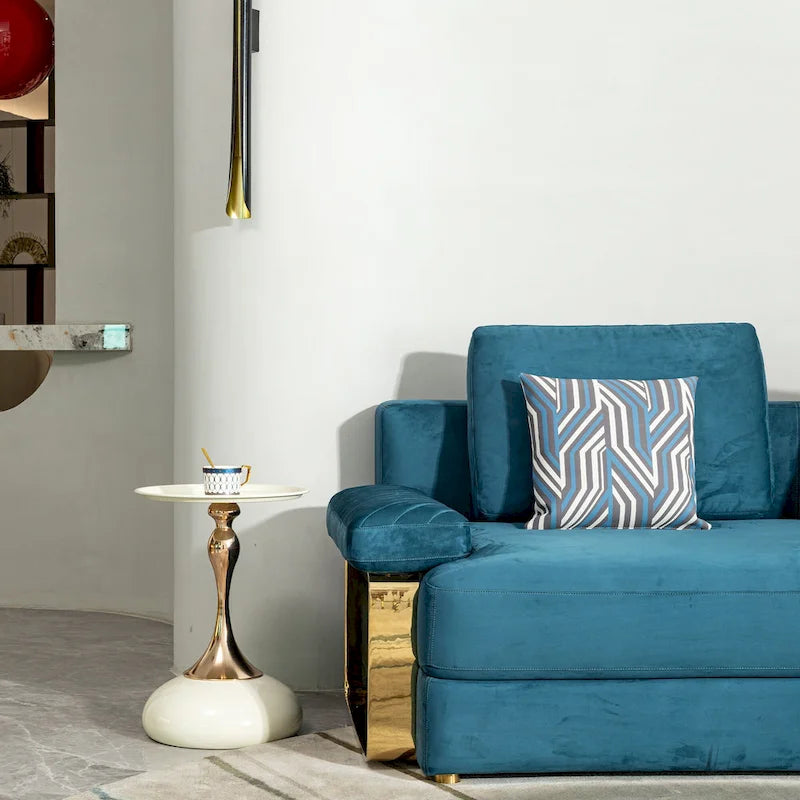 14.96" Gold Finish Carbon Steel Side Table, Modern Design