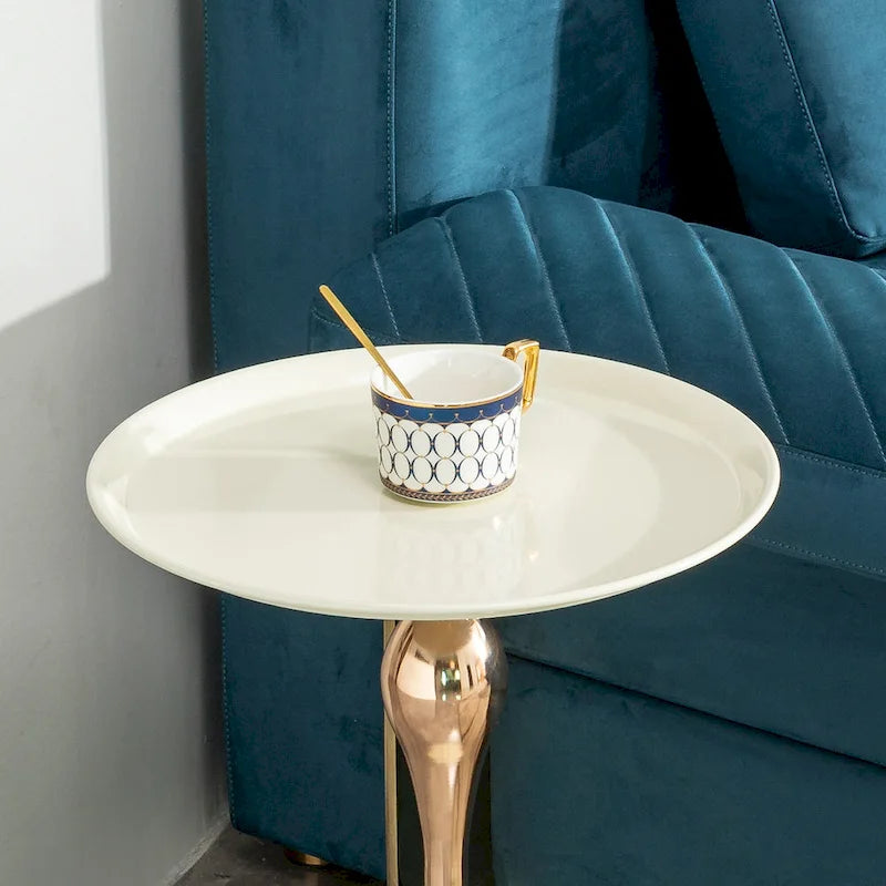14.96" Gold Finish Carbon Steel Side Table, Modern Design