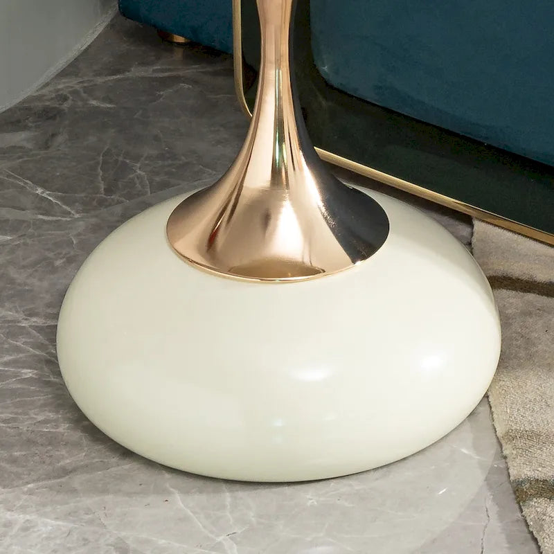 14.96" Gold Finish Carbon Steel Side Table, Modern Design