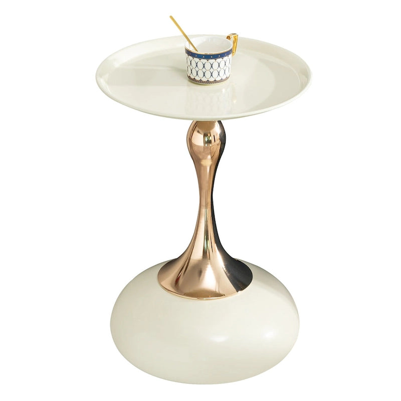 14.96" Gold Finish Carbon Steel Side Table, Modern Design