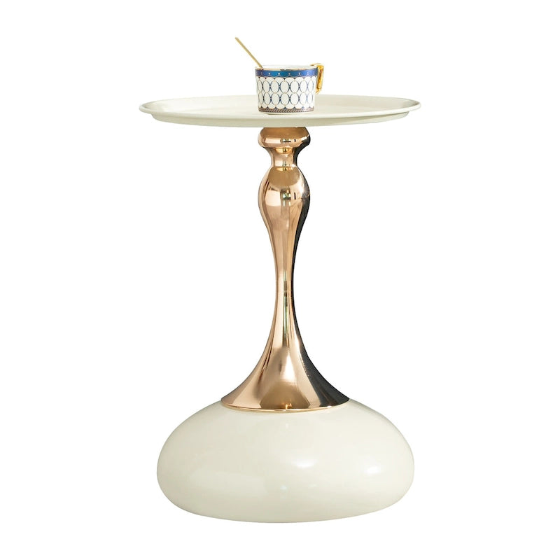 14.96" Gold Finish Carbon Steel Side Table, Modern Design