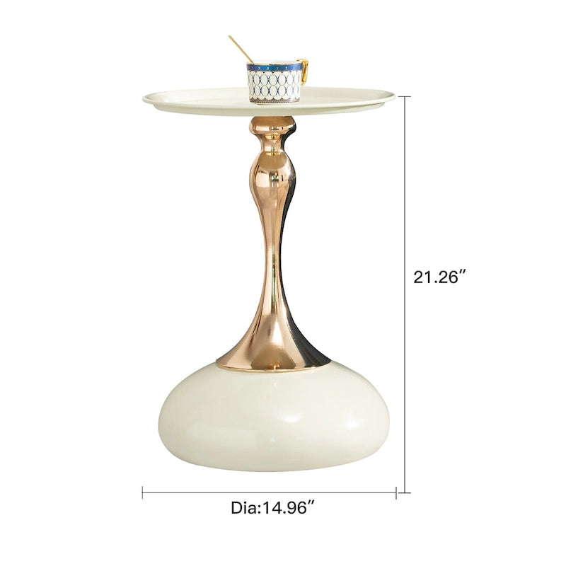 14.96" Gold Finish Carbon Steel Side Table, Modern Design