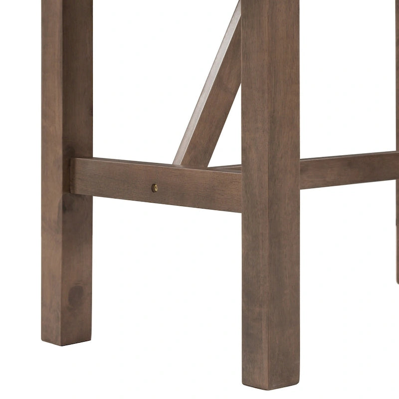 Rustic Style Wooden 3-Piece Dining Table Set with Drop Leaf and 2 Upholstered Dining Chairs