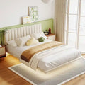 Velvet Floating Queen Upholstered Platform Bed, Sensor Light, Solid Build