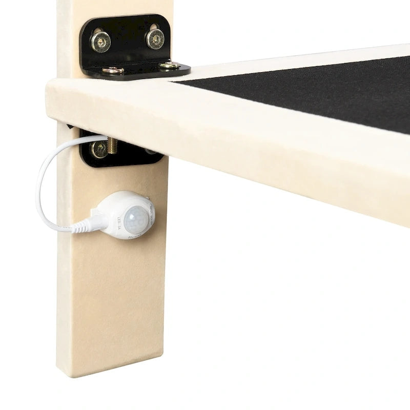 Velvet Floating Queen Upholstered Platform Bed, Sensor Light, Solid Build