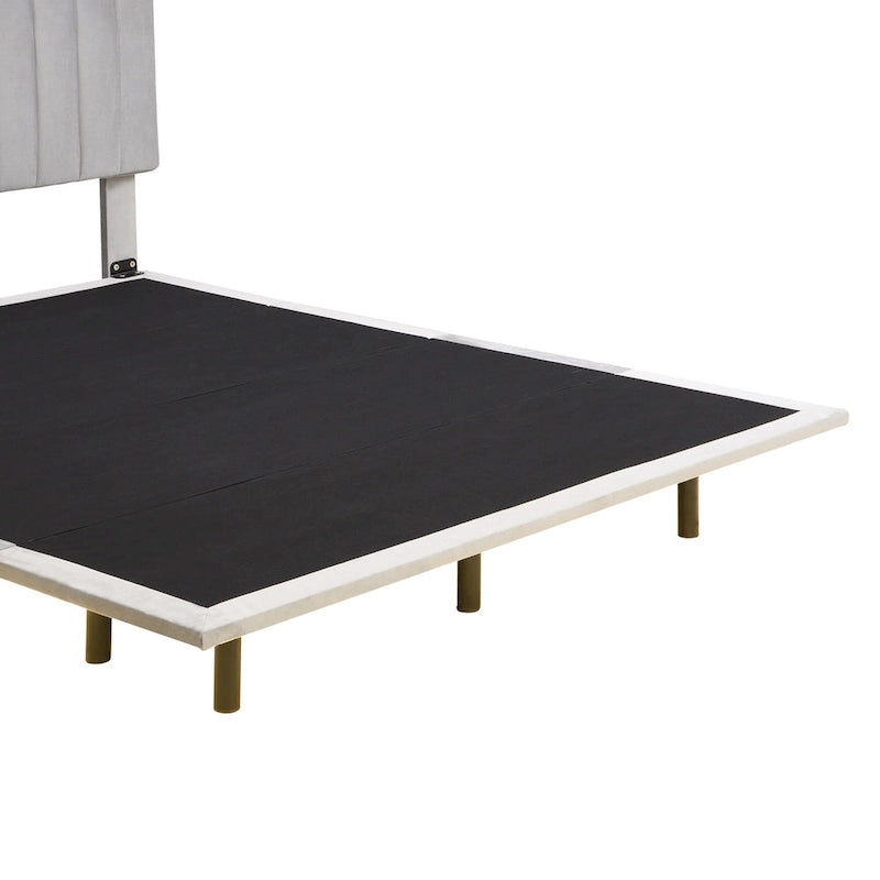 Velvet Floating Queen Upholstered Platform Bed, Sensor Light, Solid Build