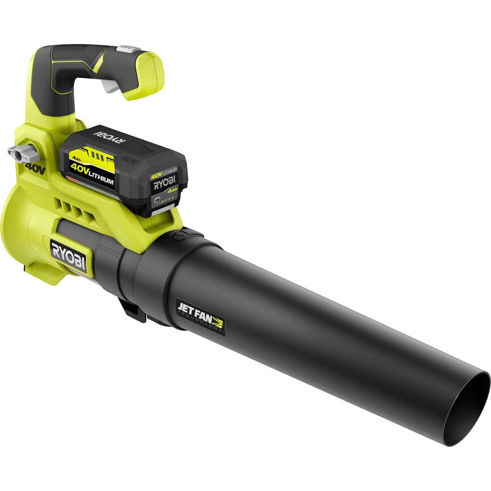 40V 110 MPH 525 CFM Cordless Battery Variable-Speed Jet Fan Leaf Blower with 4.0 Ah Battery and Charger RY40480