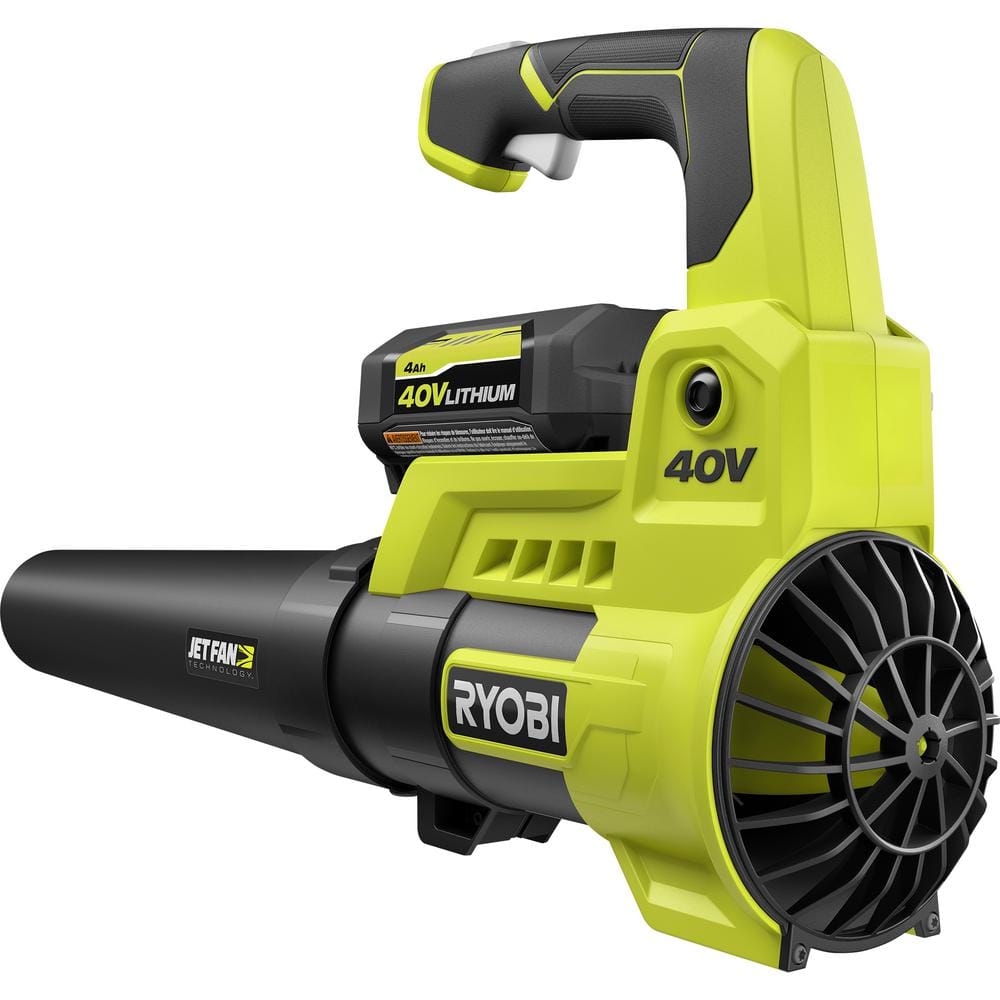 40V 110 MPH 525 CFM Cordless Battery Variable-Speed Jet Fan Leaf Blower with 4.0 Ah Battery and Charger RY40480