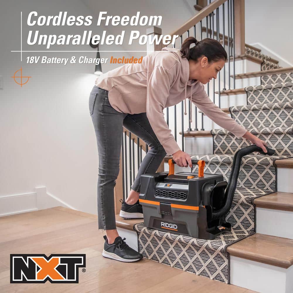 3 Gal. 18-Volt Cordless Handheld NXT Wet/Dry Vacuum with Battery, Charger, Fine Dust Filter, Hose and Accessories HD0320