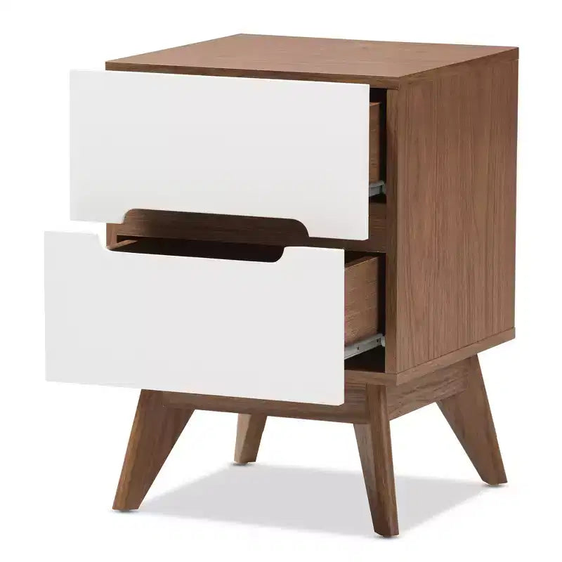 Table de chevet en bois de style Mid-Century avec 3 tiroirs de rangement