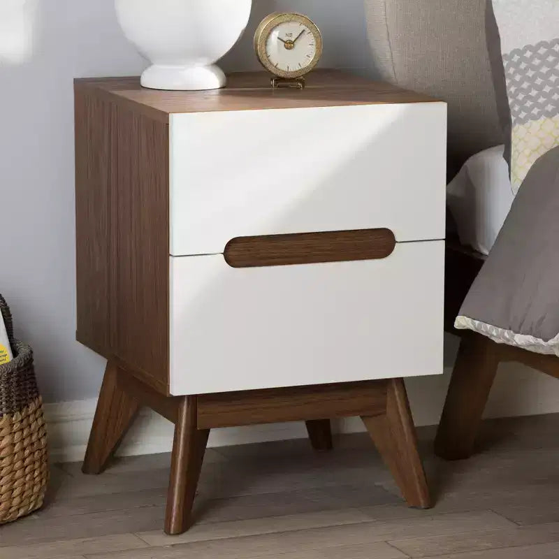 Table de chevet en bois de style Mid-Century avec 3 tiroirs de rangement