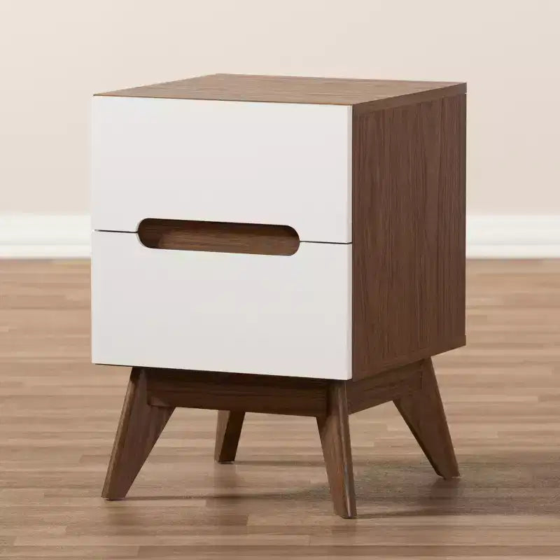 Table de chevet en bois de style Mid-Century avec 3 tiroirs de rangement