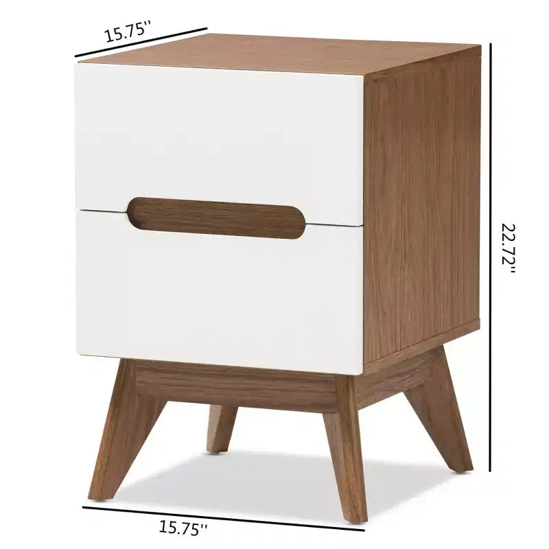 Table de chevet en bois de style Mid-Century avec 3 tiroirs de rangement