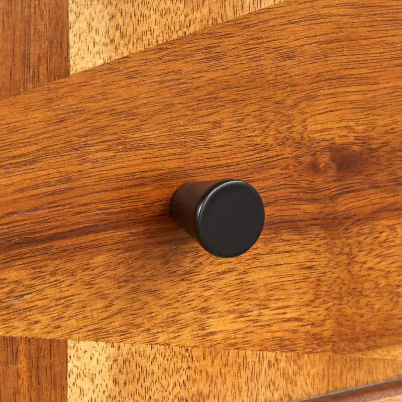 Table de chevet moderne du milieu du siècle à 2 tiroirs en chêne : Table de chevet moderne avec rangement, placage de bois d'acacia, glissières en métal