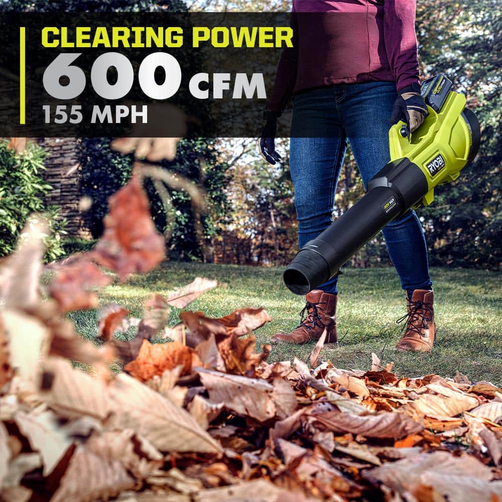 40V HP Brushless Whisper Series 155 MPH 600 CFM Cordless Battery Leaf Blower with 4.0 Ah Battery and Charger RY404130