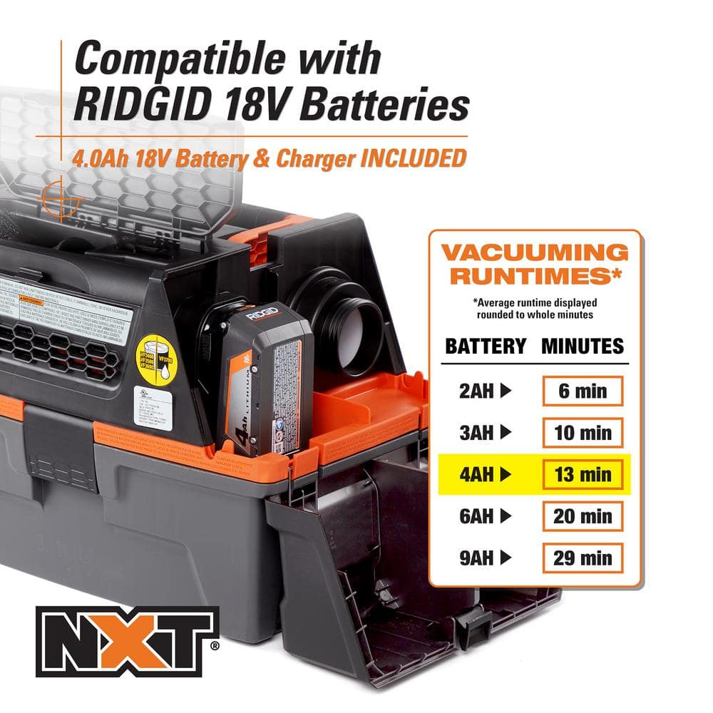 3 Gal. 18-Volt Cordless Handheld NXT Wet/Dry Vacuum with Battery, Charger, Fine Dust Filter, Hose and Accessories HD0320