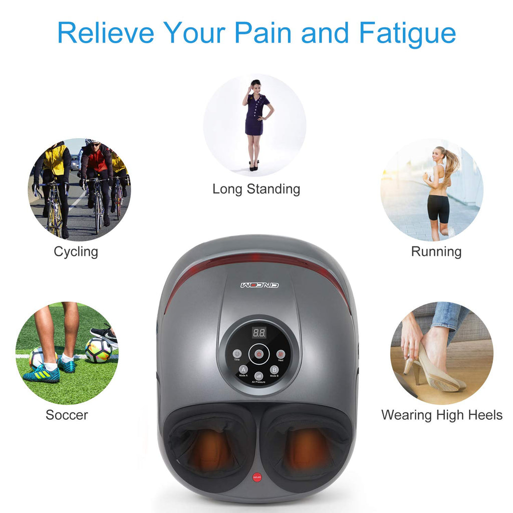 CINCOM Foot Massager with Heat &amp; Air Compression for Foot Deep Shiatsu Kneading Massage with 3 Intensities 2 Modes Auto-Off Timer for Relax