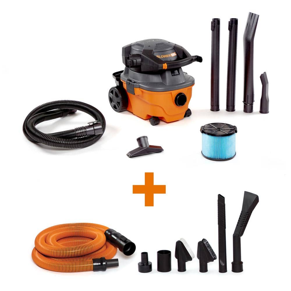 4 Gal. 6.0 Peak HP Wet/Dry Shop Vacuum with Detachable Blower, Fine Dust Filter, Hose, Accessories and Car Cleaning Kit WD4080A
