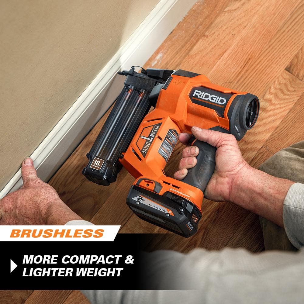 18V Brushless Cordless 18-Gauge 2-1/8 in. Brad Nailer with (2) 4.0 Ah Batteries, Charger, and Bag R09891B-AC93044SBN