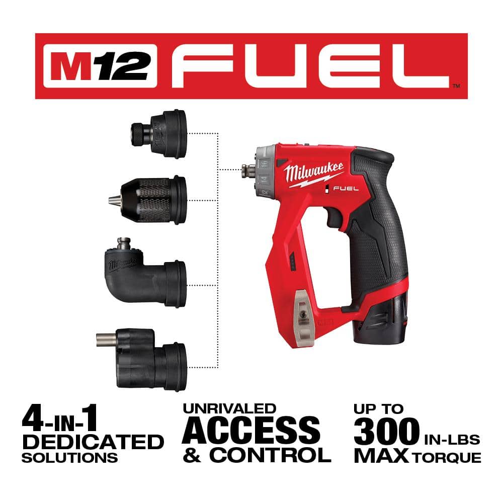 M12 FUEL 12V Lithium-Ion Brushless Cordless 4-in-1 Installation 3/8 in. Drill Driver Kit with 4-Tool Heads 2505-22