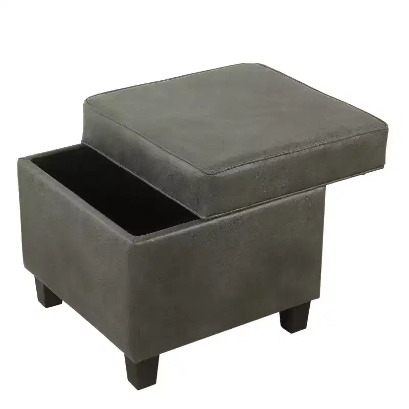 Pouf de rangement carré avec couvercle amovible