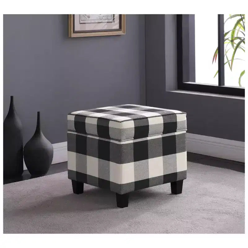 Pouf de rangement carré avec couvercle amovible