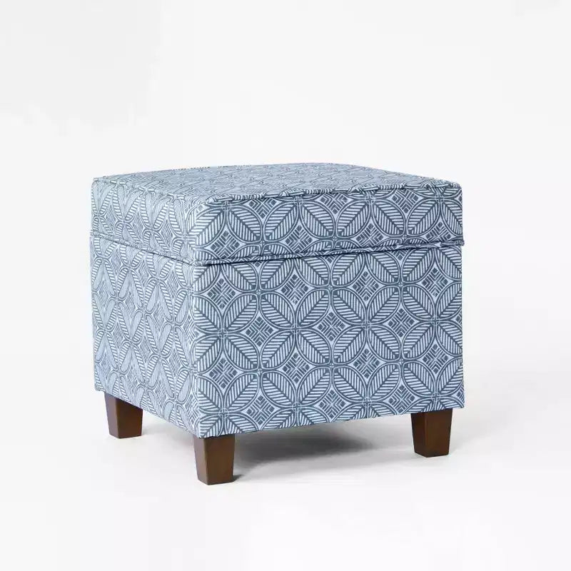 Pouf de rangement carré avec couvercle amovible