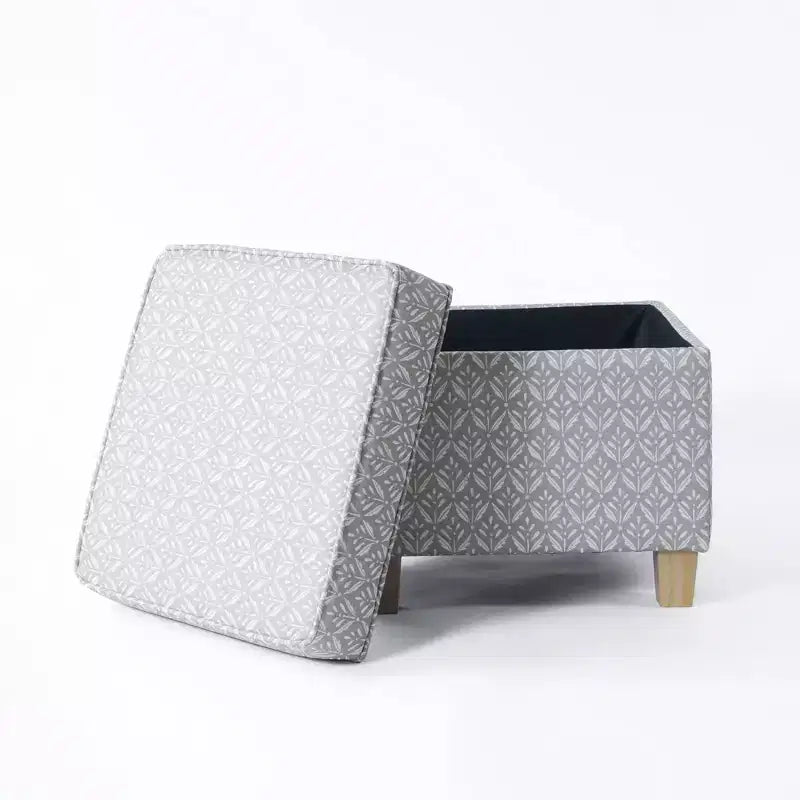 Pouf de rangement carré avec couvercle amovible