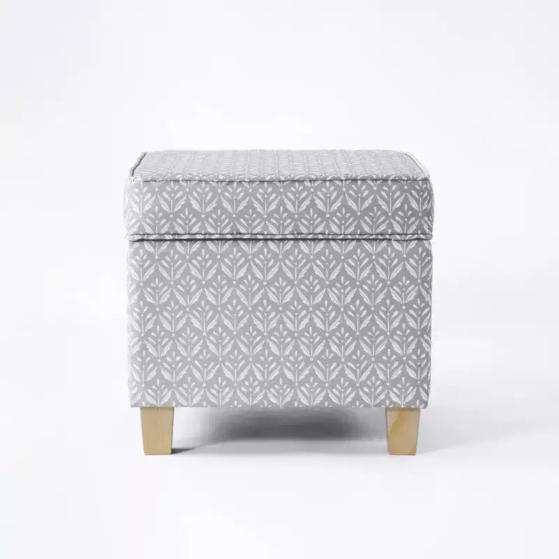 Pouf de rangement carré avec couvercle amovible