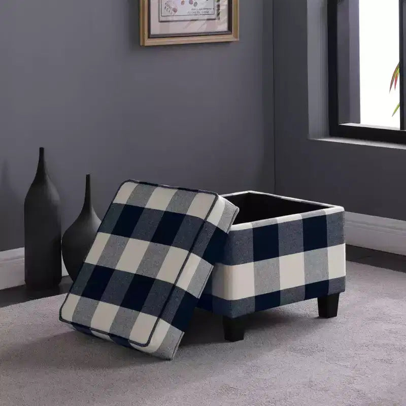Pouf de rangement carré avec couvercle amovible