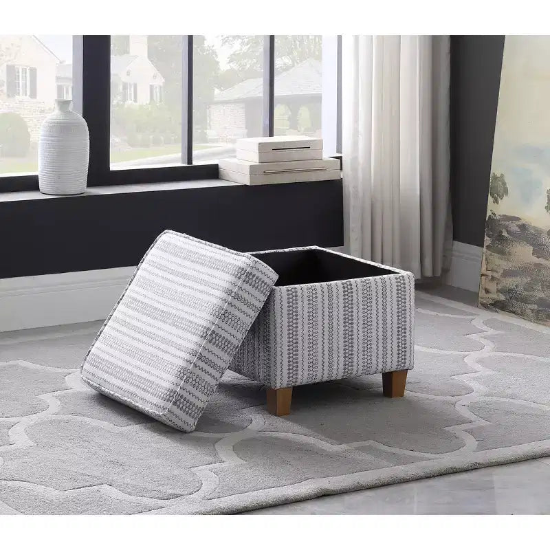 Pouf de rangement carré avec couvercle amovible