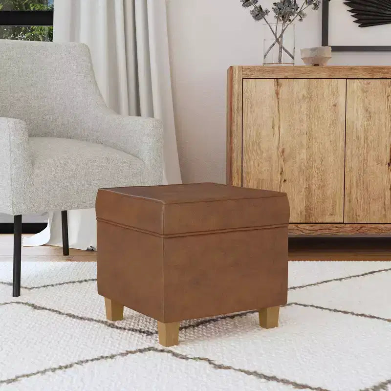 Pouf de rangement carré avec couvercle amovible