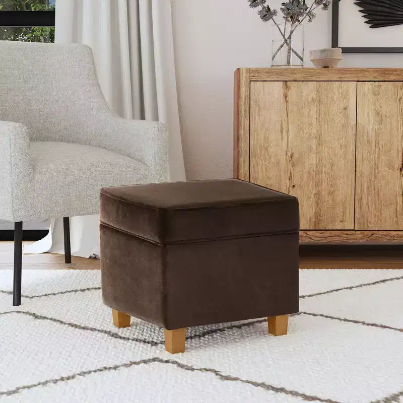 Pouf de rangement carré avec couvercle amovible