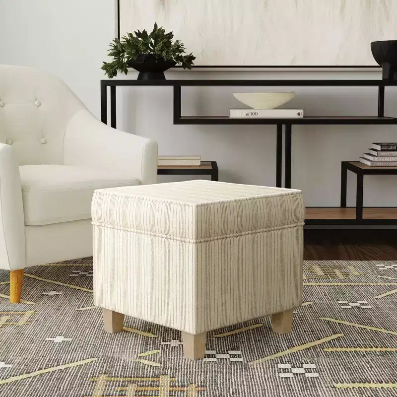 Pouf de rangement carré avec couvercle amovible