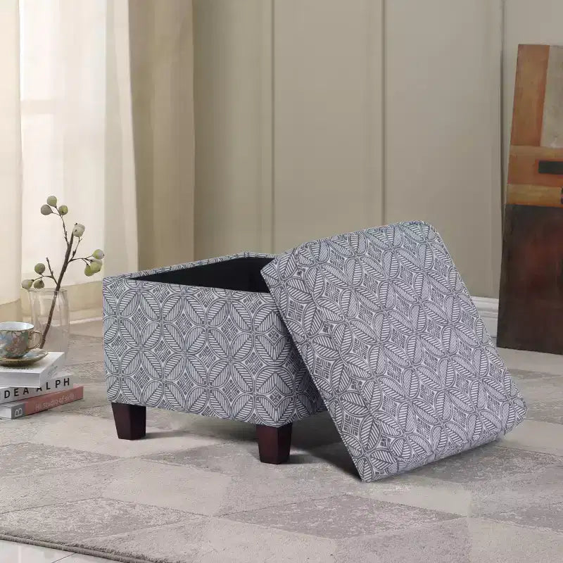 Pouf de rangement carré avec couvercle amovible