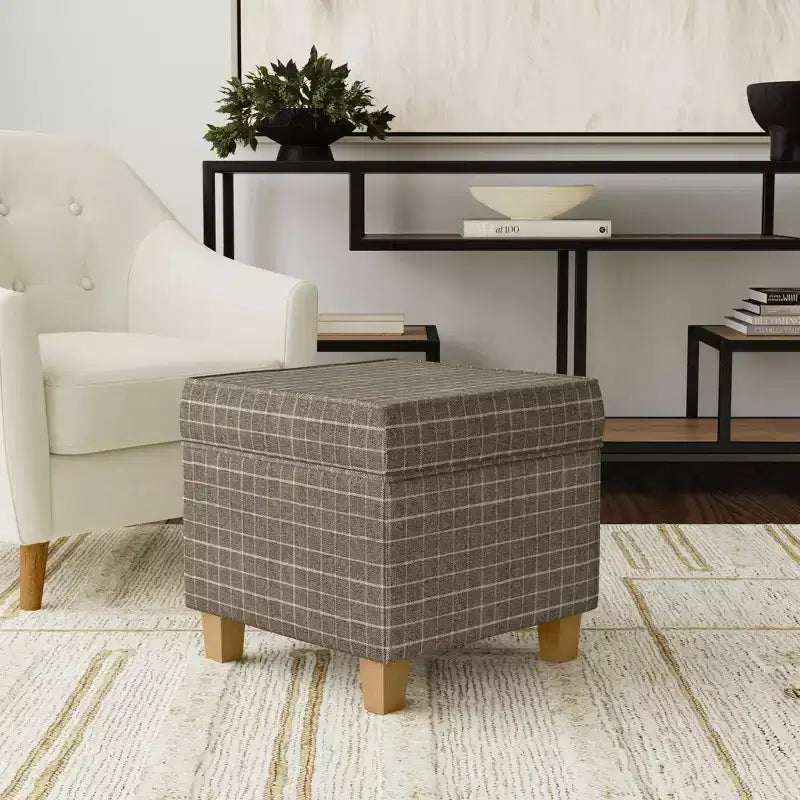 Pouf de rangement carré avec couvercle amovible