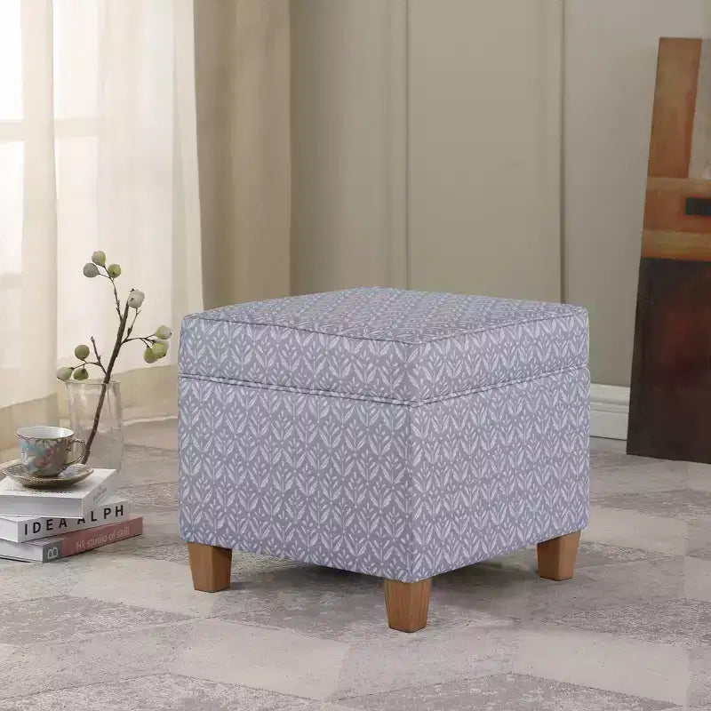 Pouf de rangement carré avec couvercle amovible