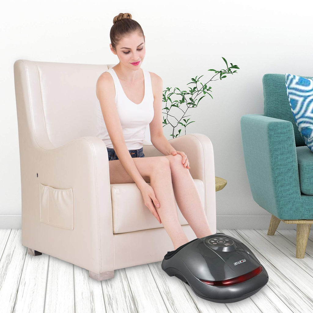 CINCOM Foot Massager with Heat &amp; Air Compression for Foot Deep Shiatsu Kneading Massage with 3 Intensities 2 Modes Auto-Off Timer for Relax