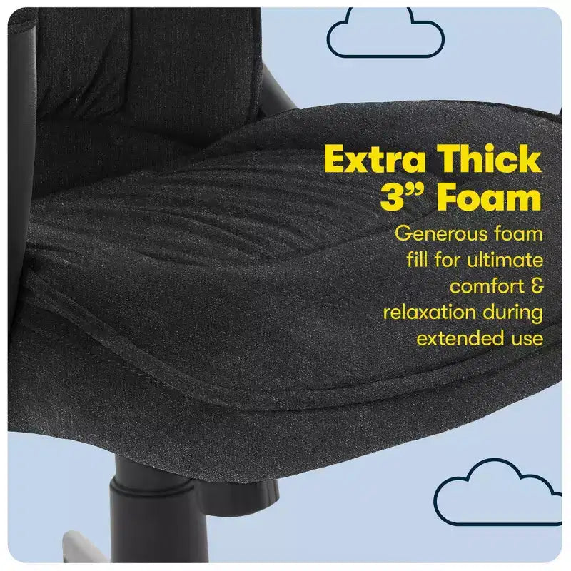 Chaise de bureau ergonomique | Hauteur réglable, coussin en microfibre, roulettes à 360°